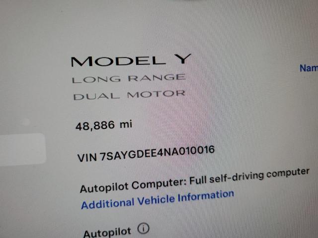 Снимка 9 от търг – 2022 TESLA MODEL Y с VIN 7SAYGDEE4NA010016