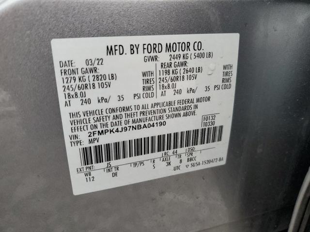 صورة رقم 14 من المزاد - 2022 FORD EDGE SEL مع VIN 2FMPK4J97NBA04190