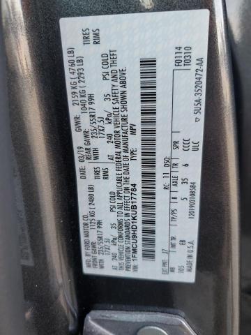 Photo 14 from auction – 2019 FORD ESCAPE SEL with VIN 1FMCU9HD1KUB17784
