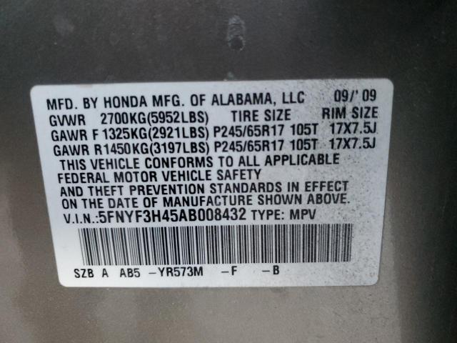 Photo 14 from auction – 2010 HONDA PILOT EX with VIN 5FNYF3H45AB008432