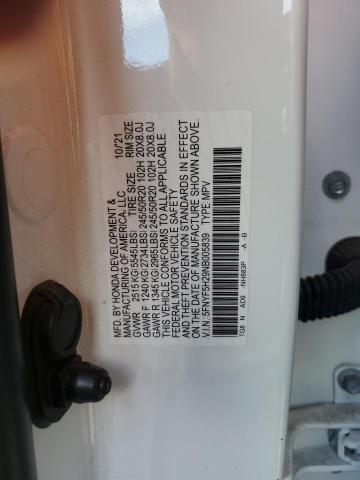 Photo 14 from auction – 2022 HONDA PILOT SE with VIN 5FNYF5H29NB005839