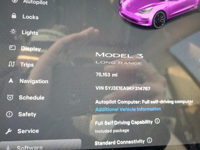 Photo 9 from auction – 2019 TESLA MODEL 3 with VIN 5YJ3E1EA9KF314787