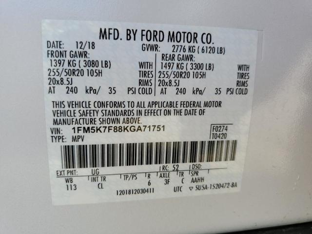 Photo 14 from auction – 2019 FORD EXPLORER L with VIN 1FM5K7F88KGA71751