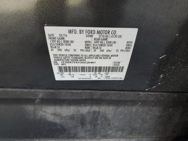 Photo 14 from auction – 2016 FORD EXPLORER L with VIN 1FM5K7F81GGC20461