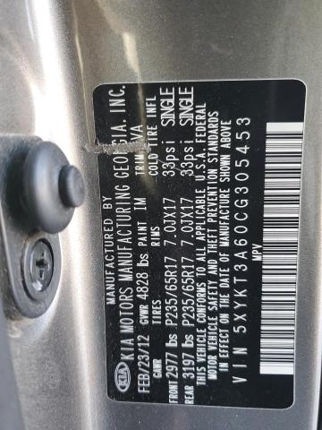 Photo 14 from auction – 2012 KIA SORENTO BA with VIN 5XYKT3A60CG305453