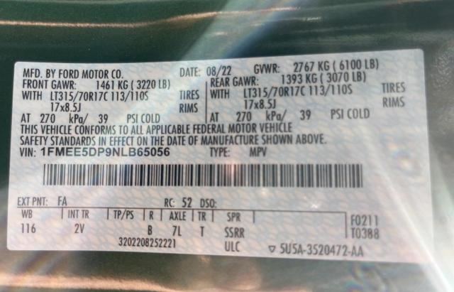 Photo 10 from auction – 2022 FORD BRONCO BAS with VIN 1FMEE5DP9NLB65056