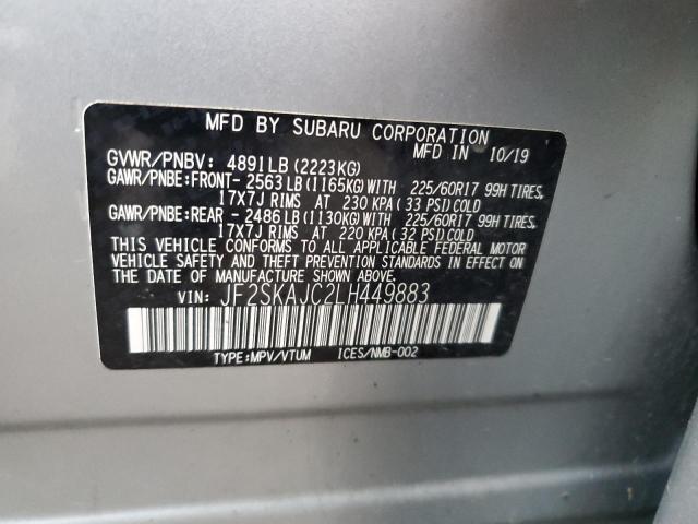 Photo 14 from auction – 2020 SUBARU FORESTER P with VIN JF2SKAJC2LH449883