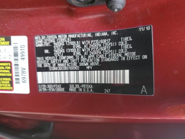 Photo 14 from auction – 2011 TOYOTA SIENNA LE with VIN 5TDKK3DC0BS100902