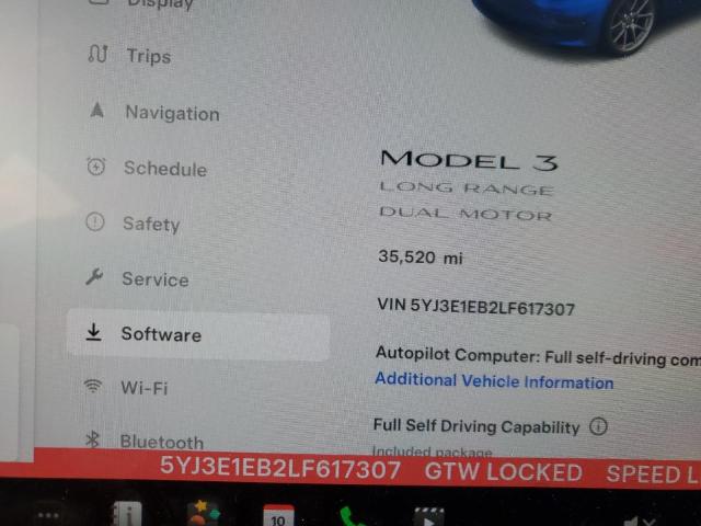 Photo 9 from auction – 2020 TESLA MODEL 3 with VIN 5YJ3E1EB2LF617307