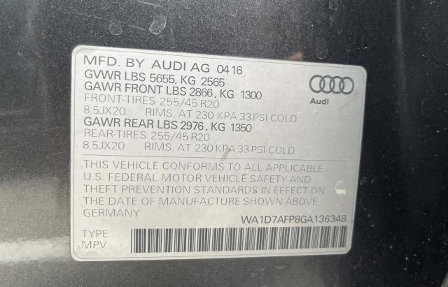 Photo 10 from auction – 2016 AUDI Q5 PREMIUM with VIN WA1D7AFP8GA136348