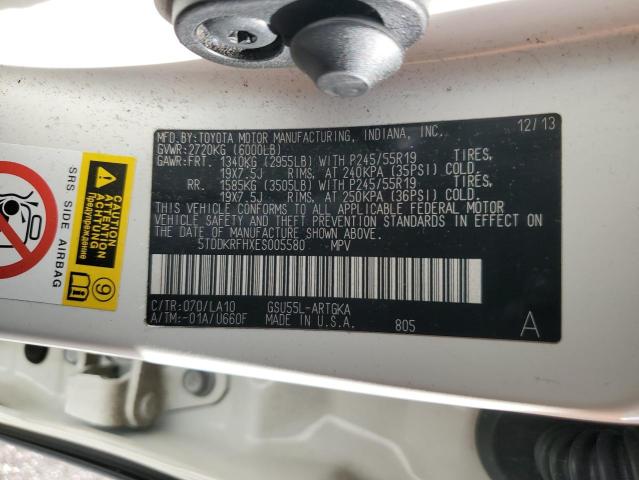 Photo 14 from auction – 2014 TOYOTA HIGHLANDER with VIN 5TDDKRFHXES005580