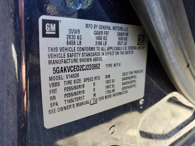 Photo 14 from auction – 2012 BUICK ENCLAVE with VIN 5GAKVCED2CJ220862