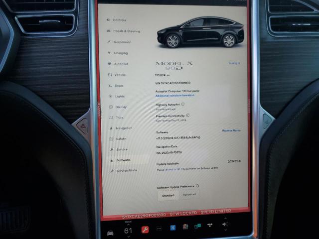 Photo 9 from auction – 2016 TESLA MODEL X with VIN 5YJXCAE29GF001830