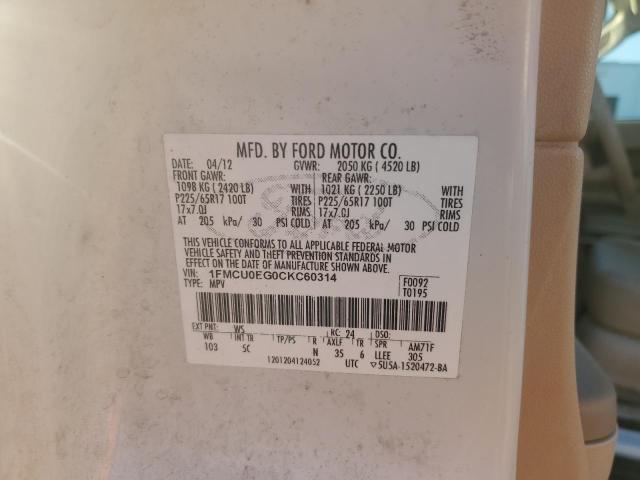Photo 14 from auction – 2012 FORD ESCAPE LIM with VIN 1FMCU0EG0CKC60314