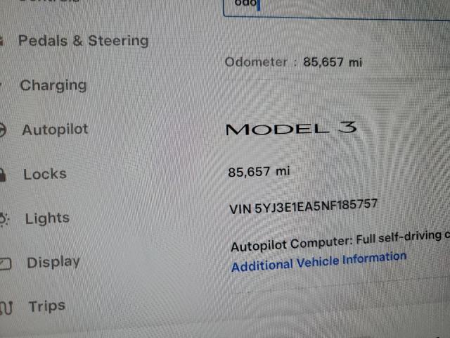 Photo 9 from auction – 2022 TESLA MODEL 3 with VIN 5YJ3E1EA5NF185757