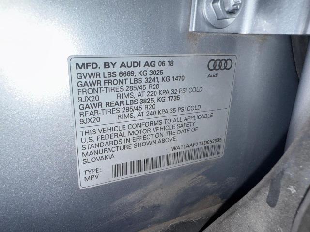 Photo 10 from auction – 2018 AUDI Q7 PREMIUM with VIN WA1LAAF71JD052035