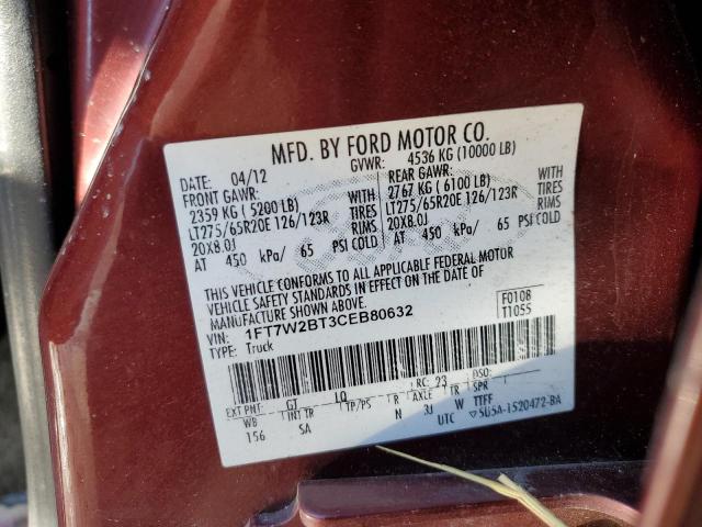 Photo 10 from auction – 2012 FORD F250 SUPER with VIN 1FT7W2BT3CEB80632