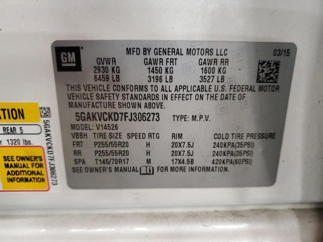 Photo 14 from auction – 2015 BUICK ENCLAVE with VIN 5GAKVCKD7FJ306273