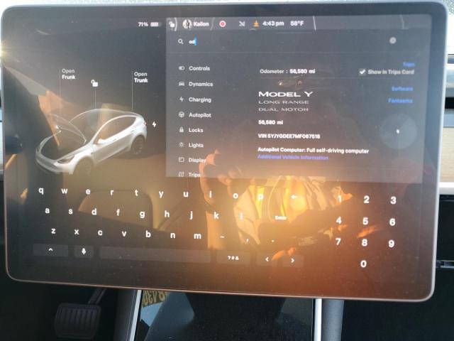 Photo 9 from auction – 2021 TESLA MODEL Y with VIN 5YJYGDEE7MF067518