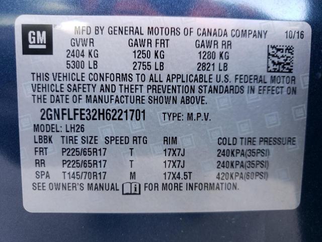 Photo 14 from auction – 2017 CHEVROLET EQUINOX LT with VIN 2GNFLFE32H6221701