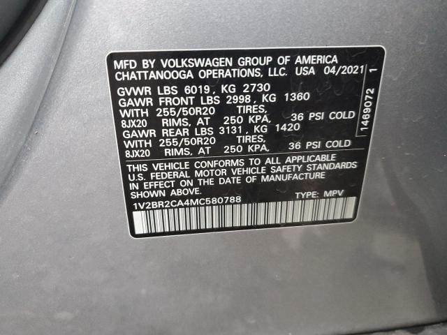 Photo 14 from auction – 2021 VOLKSWAGEN ATLAS SEL with VIN 1V2BR2CA4MC580788