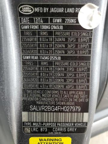 Фото 14 с аукциона – 2015 LAND ROVER RANGE ROVE с VIN SALVR2BG4FH027979