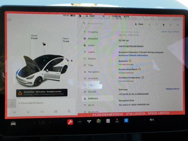 Photo 9 from auction – 2021 TESLA MODEL 3 with VIN 5YJ3E1EBXMF010041