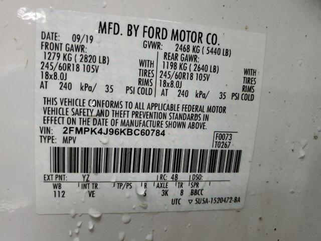 Photo 14 from auction – 2019 FORD EDGE SEL with VIN 2FMPK4J96KBC60784