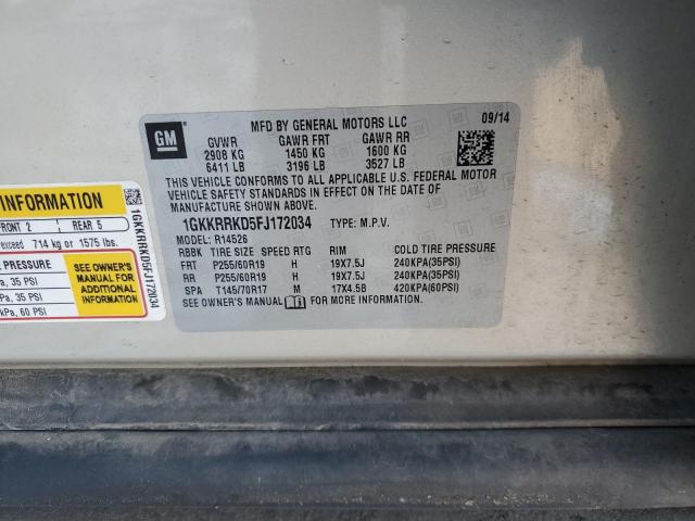 Photo 14 from auction – 2015 GMC ACADIA SLT with VIN 1GKKRRKD5FJ172034