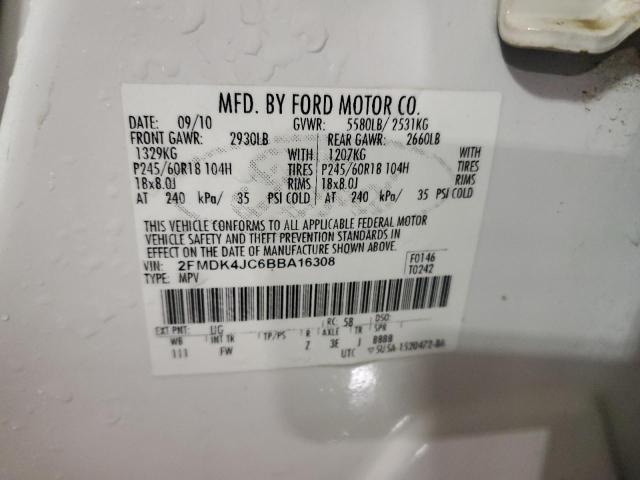 Photo 14 from auction – 2011 FORD EDGE SEL with VIN 2FMDK4JC6BBA16308