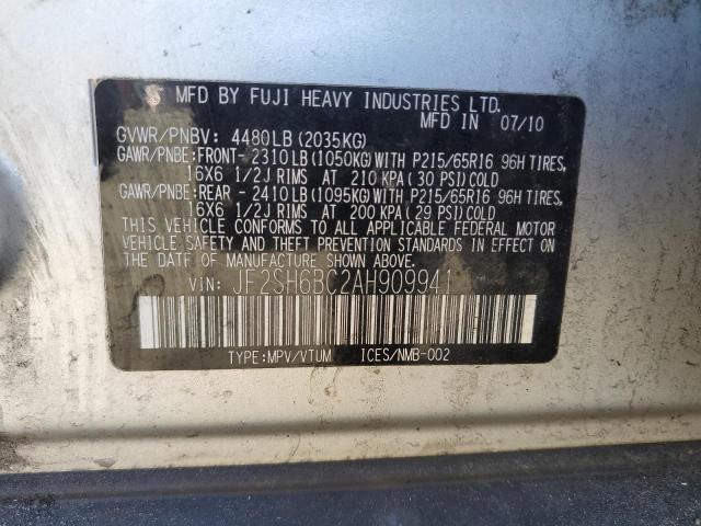 Photo 14 from auction – 2010 SUBARU FORESTER X with VIN JF2SH6BC2AH909941