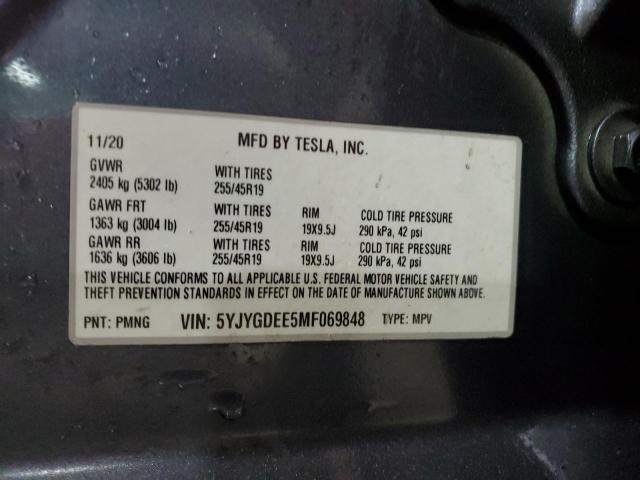 Photo 14 from auction – 2021 TESLA MODEL Y with VIN 5YJYGDEE5MF069848