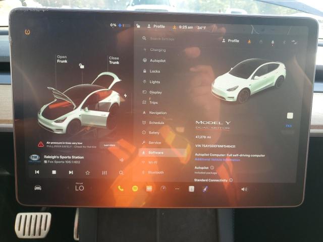 Photo 9 from auction – 2022 TESLA MODEL Y with VIN 7SAYGDEF6NF546431