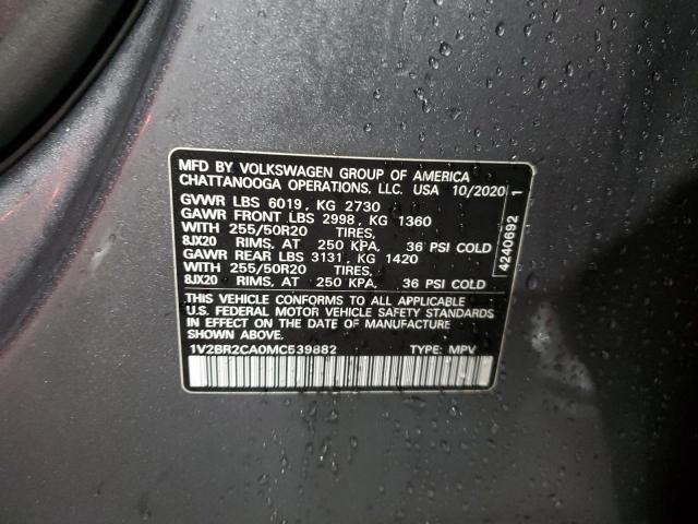 Photo 14 from auction – 2021 VOLKSWAGEN ATLAS SEL with VIN 1V2BR2CA0MC539882