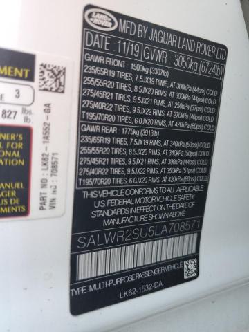 Photo 14 from auction – 2020 LAND ROVER RANGE ROVE with VIN SALWR2SU5LA708571