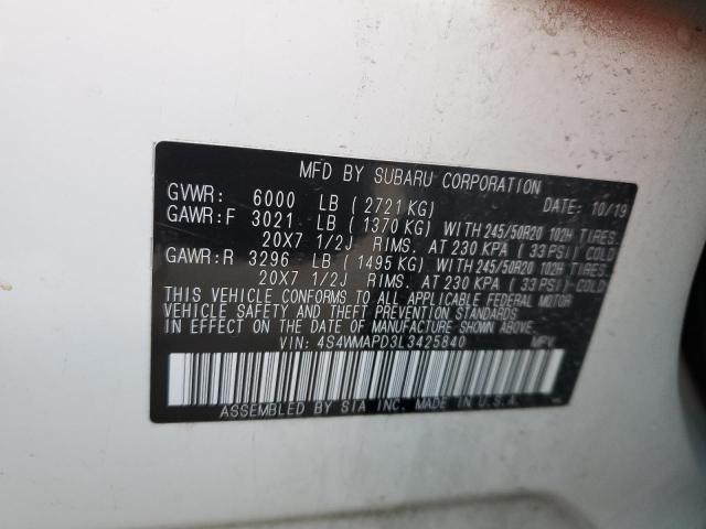 Photo 14 from auction – 2020 SUBARU ASCENT LIM with VIN 4S4WMAPD3L3425840