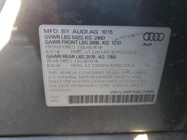 Photo 14 from auction – 2016 AUDI Q5 PREMIUM with VIN WA1L2AFP7GA074886