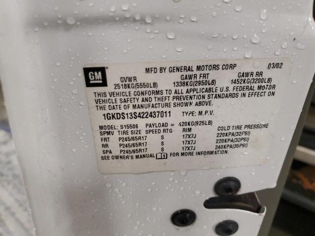 Photo 14 from auction – 2002 GMC ENVOY with VIN 1GKDS13S422437011