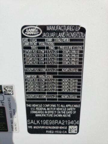 Photo 14 from auction – 2024 LAND ROVER RANGE ROVE with VIN SALK19E98RA219404