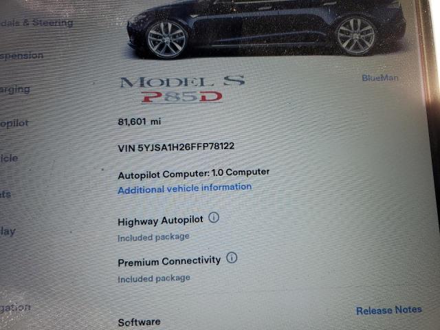 Photo 9 from auction – 2015 TESLA MODEL S 85 with VIN 5YJSA1H26FFP78122