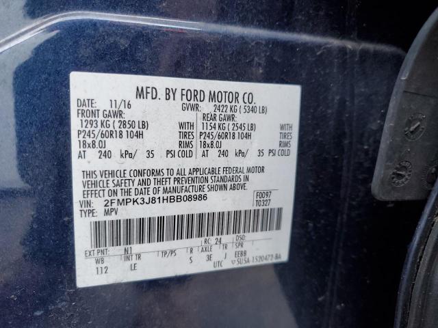 Photo 14 from auction – 2017 FORD EDGE SEL with VIN 2FMPK3J81HBB08986