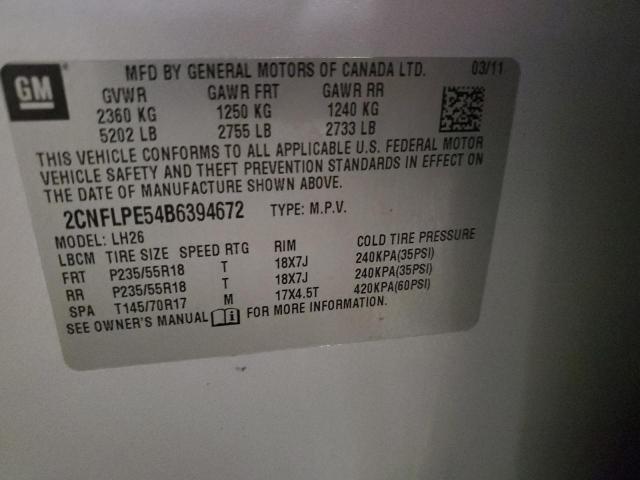 Photo 14 from auction – 2011 CHEVROLET EQUINOX LT with VIN 2CNFLPE54B6394672