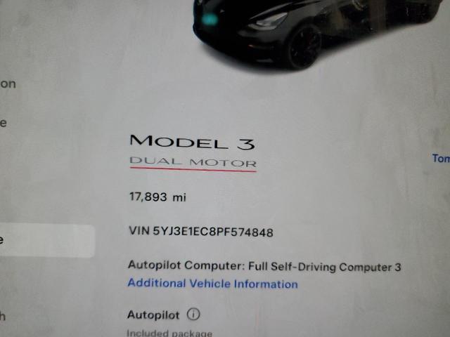 Photo 9 from auction – 2023 TESLA MODEL 3 with VIN 5YJ3E1EC8PF574848