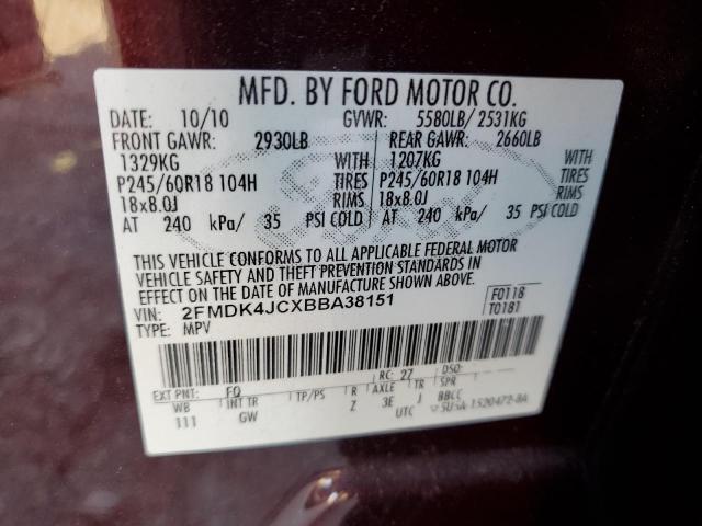 Photo 14 from auction – 2011 FORD EDGE SEL with VIN 2FMDK4JCXBBA38151