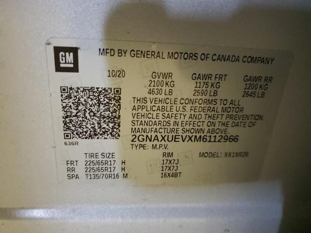 Photo 14 from auction – 2021 CHEVROLET EQUINOX LT with VIN 2GNAXUEVXM6112966