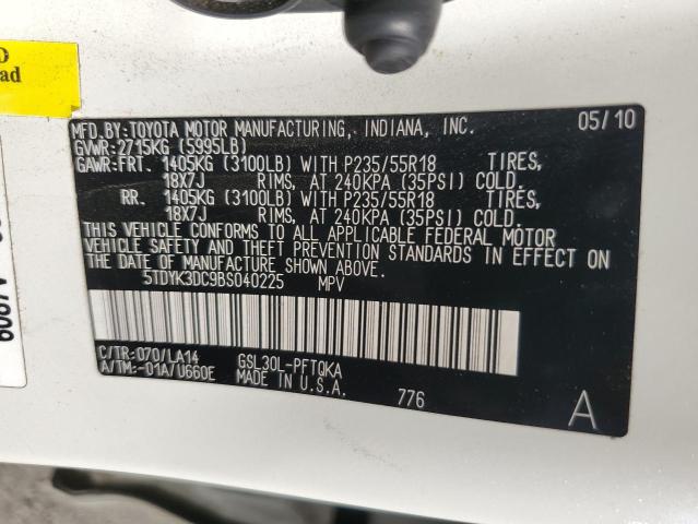 Photo 14 from auction – 2011 TOYOTA SIENNA XLE with VIN 5TDYK3DC9BS040225