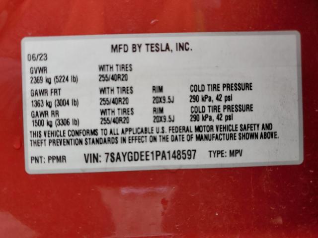 Photo 14 from auction – 2023 TESLA MODEL Y with VIN 7SAYGDEE1PA148597