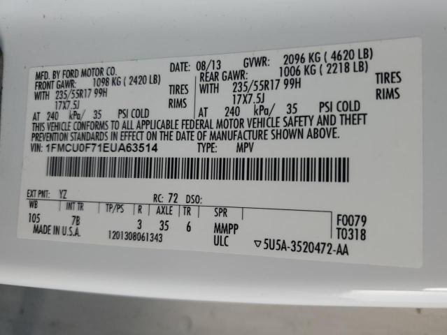 Photo 14 from auction – 2014 FORD ESCAPE S with VIN 1FMCU0F71EUA63514