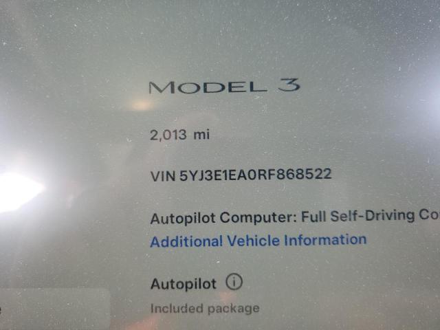 Photo 9 from auction – 2024 TESLA MODEL 3 with VIN 5YJ3E1EA0RF868522