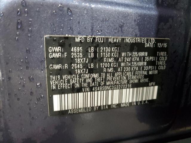 Photo 14 from auction – 2016 SUBARU OUTBACK 2. with VIN 4S4BSBNC3G3270216